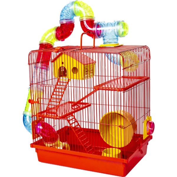 Super Luxury 3-Story Tube Cage Red